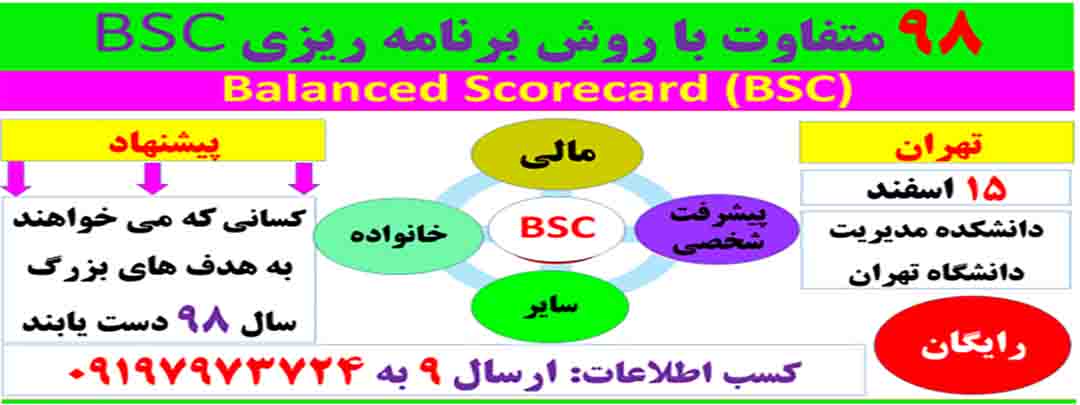 ۹۸ متفاوت در زندگی و کسب و کار با روش برنامه ریزی  Balanced Scorecard